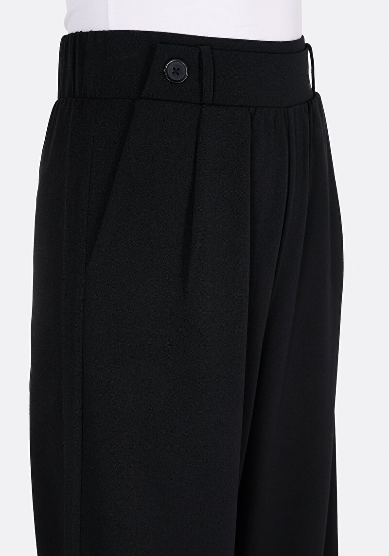 Regular Fit Orta Bel Düz Kadın Siyah Eşofman Altı