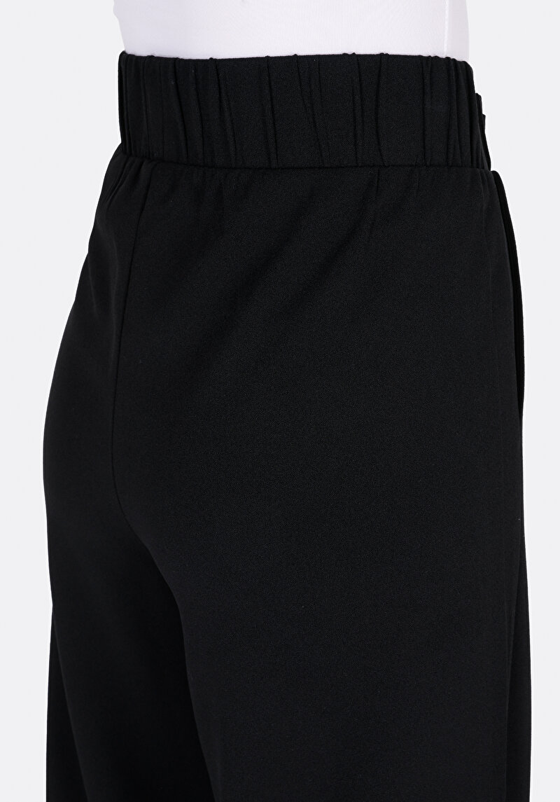 Regular Fit Orta Bel Düz Kadın Siyah Eşofman Altı