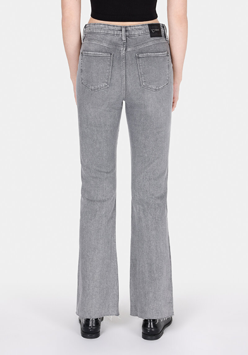 Regular Fit Orta Bel Bootcut Kadın Grey Denim Jean Pantolon