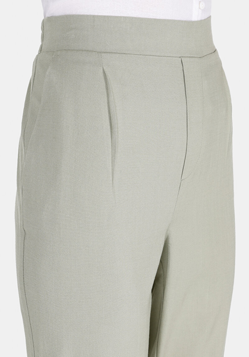 Regular Fit Yüksel Bel Düz Paça Kadın Yeşil  Pantolon