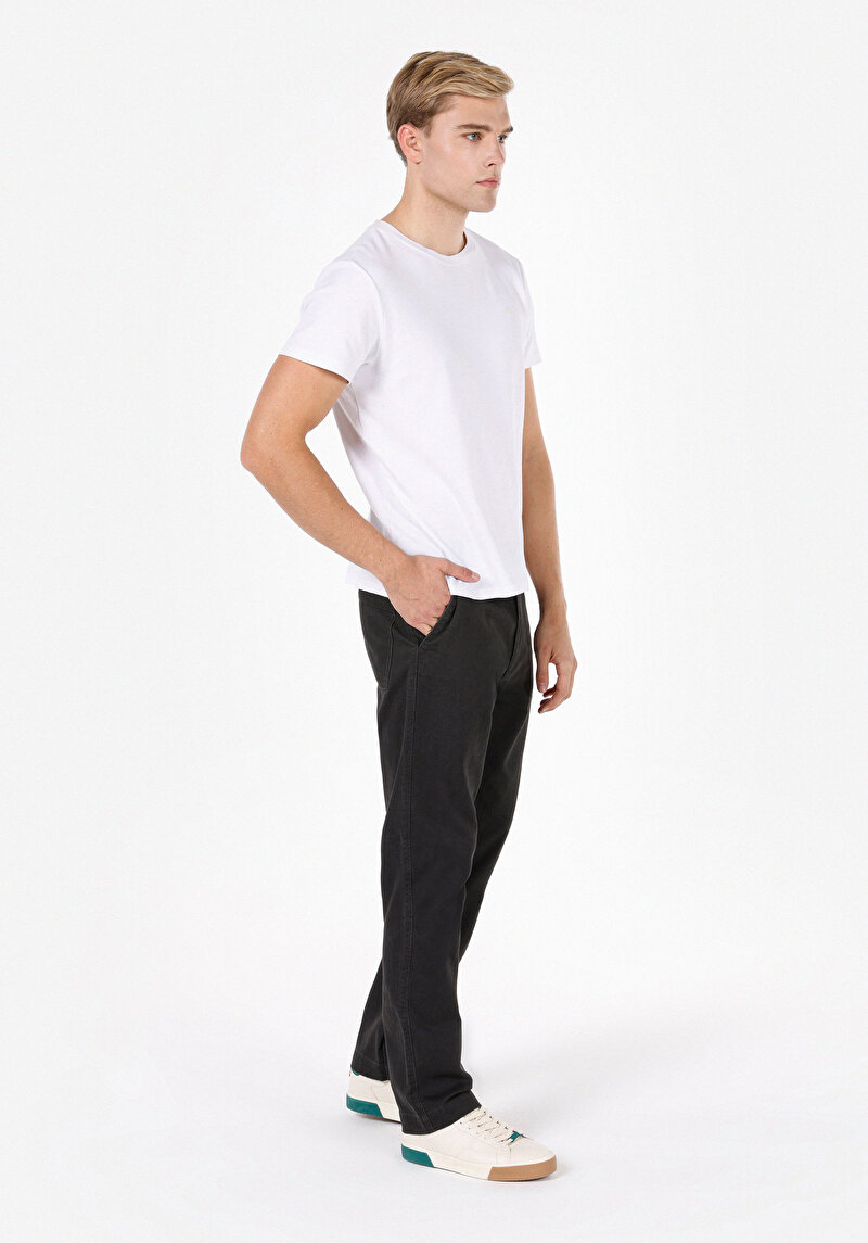 Loose Fit Orta Bel Bol Paça Erkek Antrasit Pantolon
