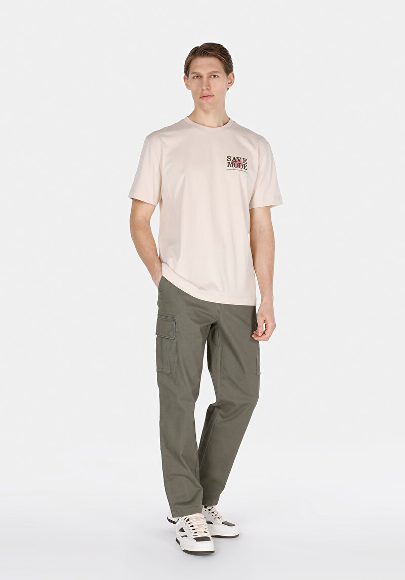 Regular Fit Orta Bel Düz Paça Erkek Yeşil  Pantolon