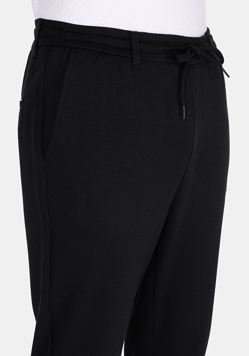 Slim Fit Orta Bel Uzun Paça Erkek Siyah Pantolon