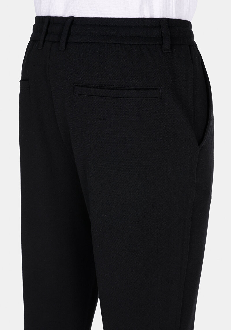 Slim Fit Orta Bel Uzun Paça Erkek Siyah  Pantolon