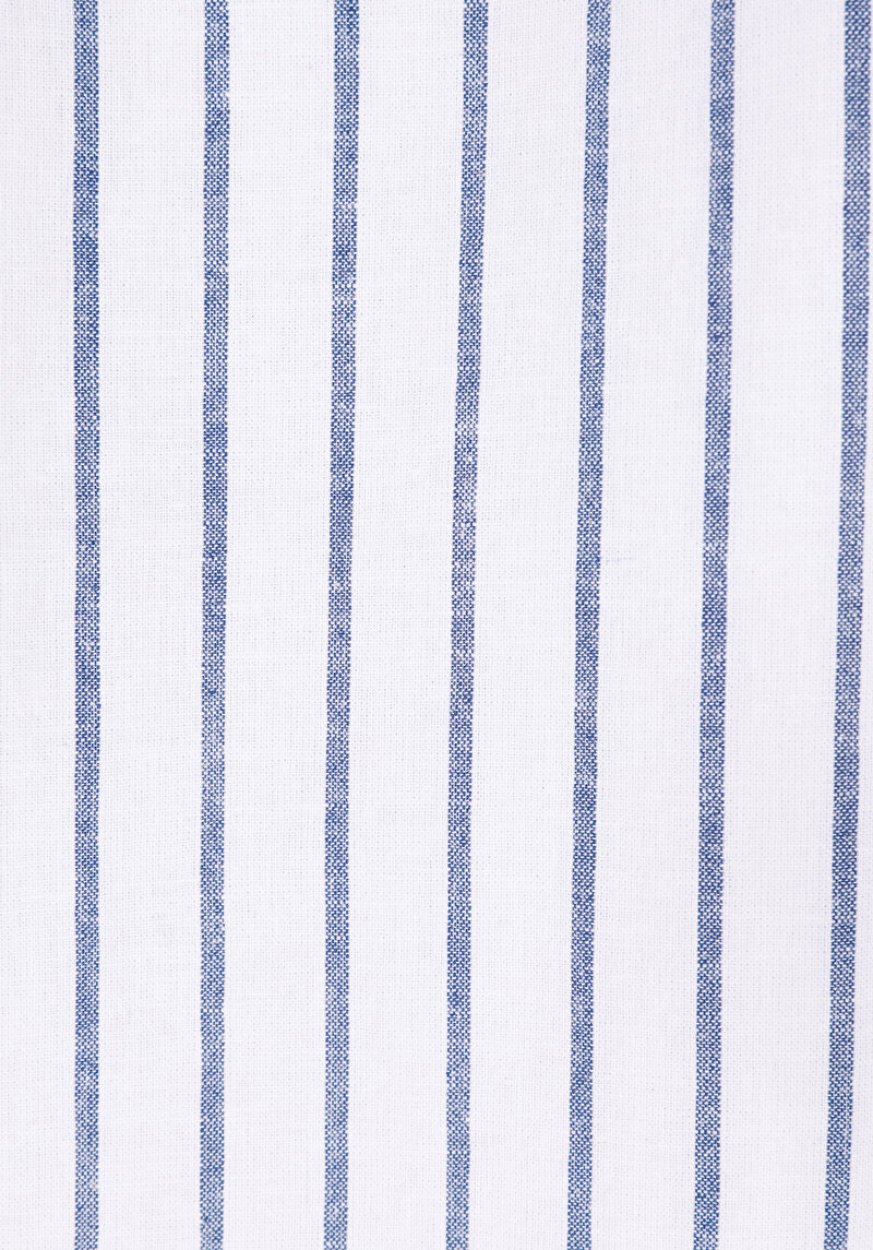 Regular Fit Shirt Neck Çizgili Erkek Lacivert Uzun Kol Gömlek