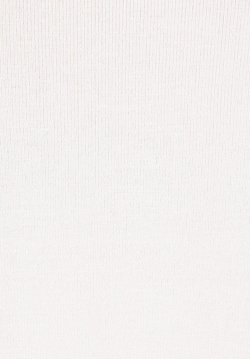 Slim Fit Dik Yaka  Kadın Ekru Kısa Kol Kazak