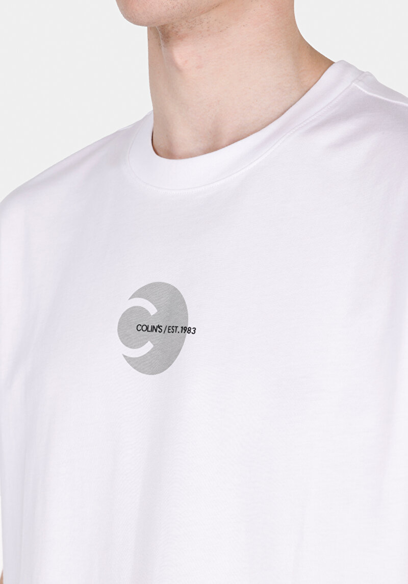 Comfort Fit Yuvarlak Yaka Düz Erkek Beyaz Kısa Kol Tişört