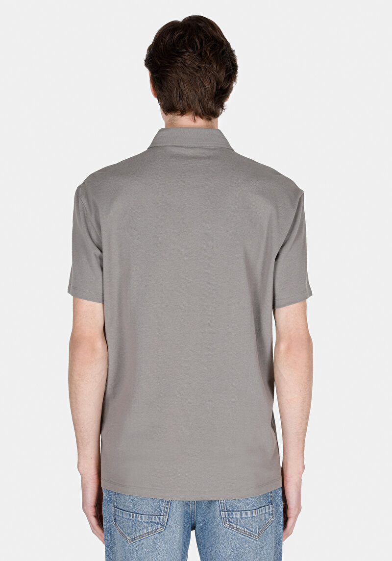 Comfort Fit Polo Yaka Düz Erkek Yeşil Kısa Kol Tişört