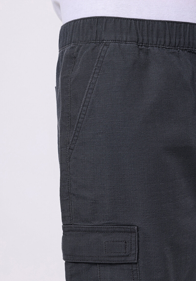 Regular Fit Orta Bel Düz Erkek Antrasit Şort