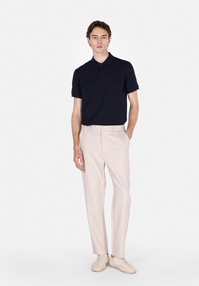 Regular Fit Polo Yaka Düz Erkek Lacivert Kısa Kol Tişört