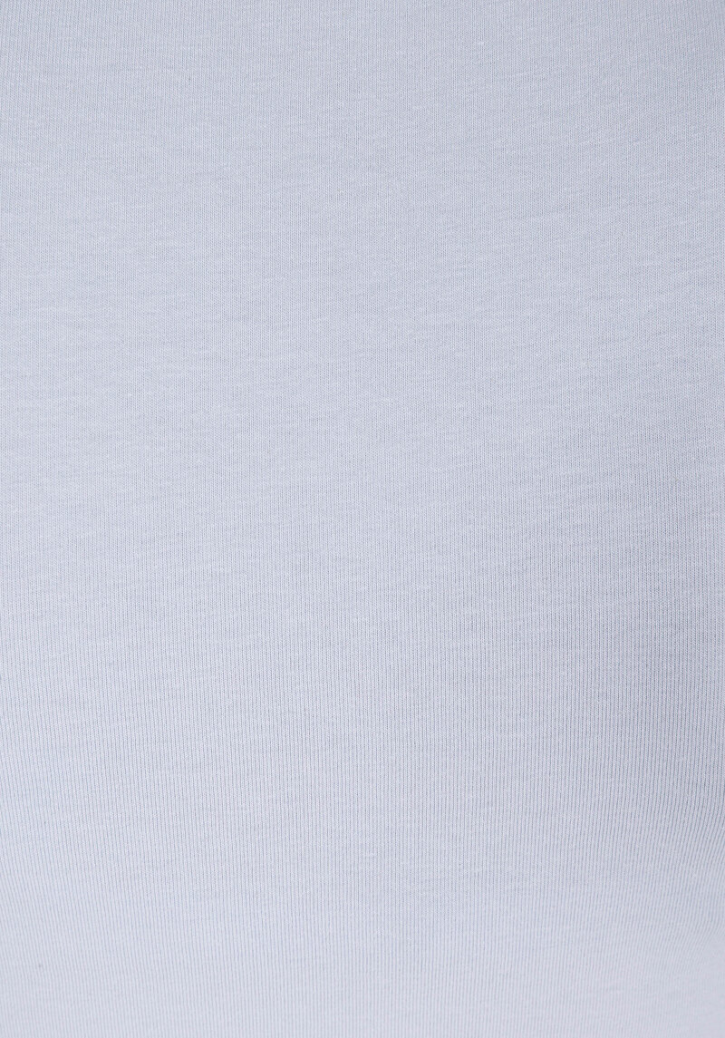 Slim Fit Yuvarlak Yaka Baskılı Kadın Mavi Kısa Kol Tişört