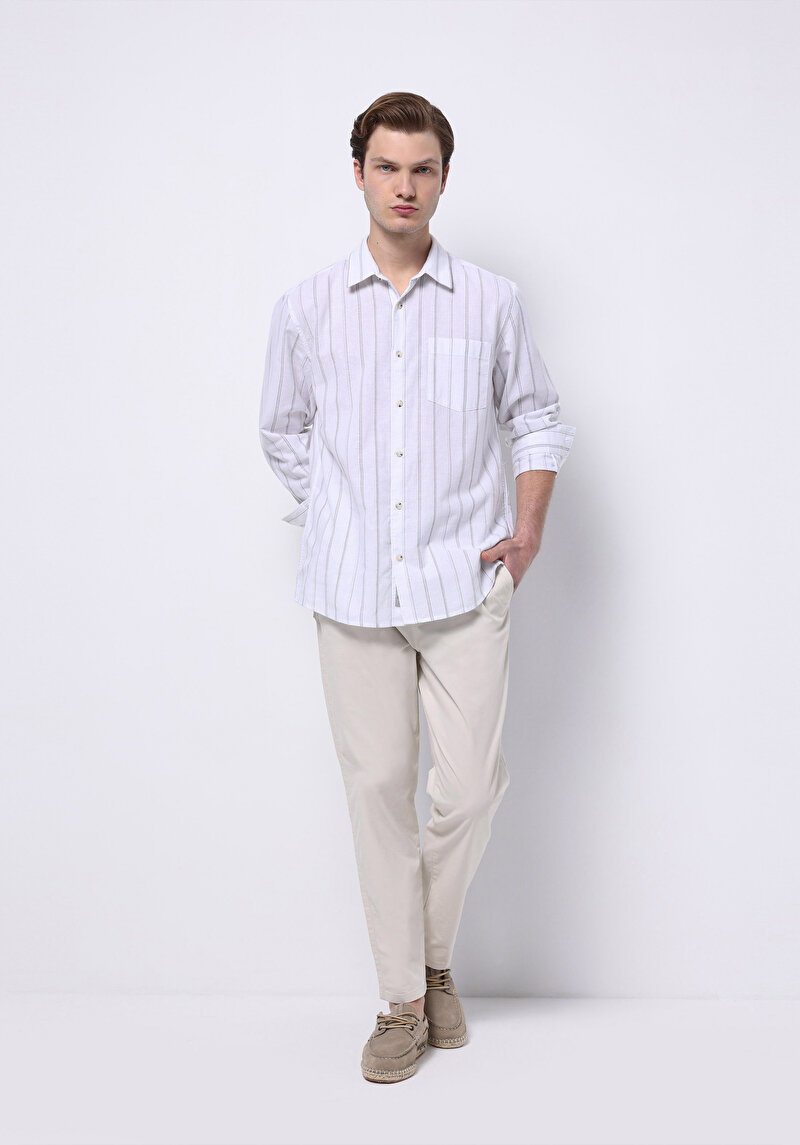 Comfort Fit Orta Bel Uzun Paça Erkek Taş Pantolon