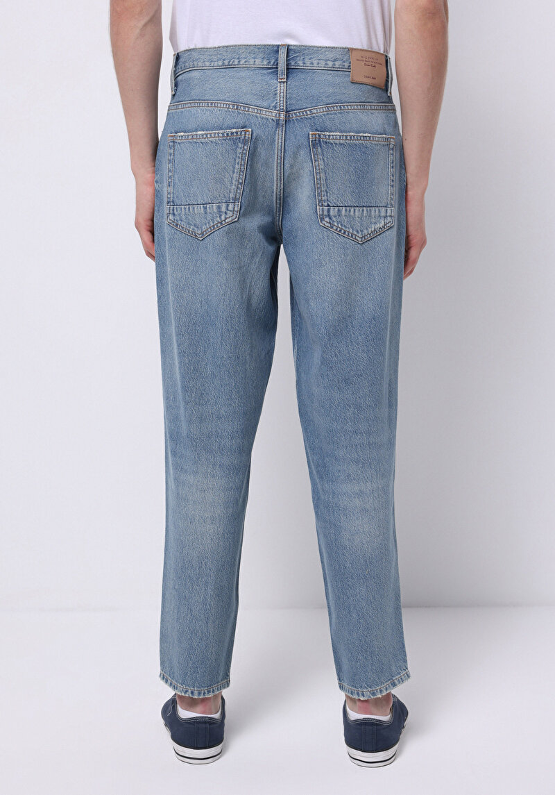 Balloon Fit Erkek Light İndigo Denim Jean Pantolon