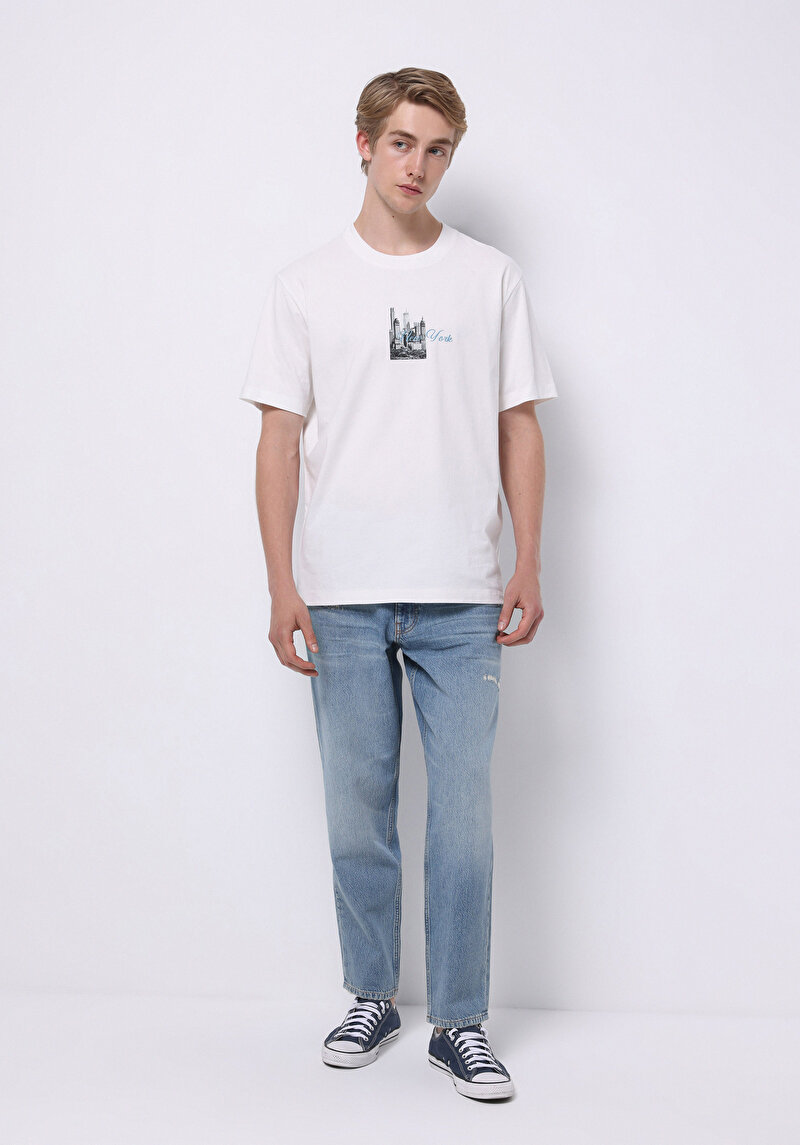 Balloon Fit Erkek Light İndigo Denim Jean Pantolon