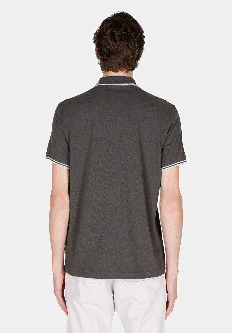 Regular Fit Polo Yaka Düz Erkek Yeşil Kısa Kol Tişört