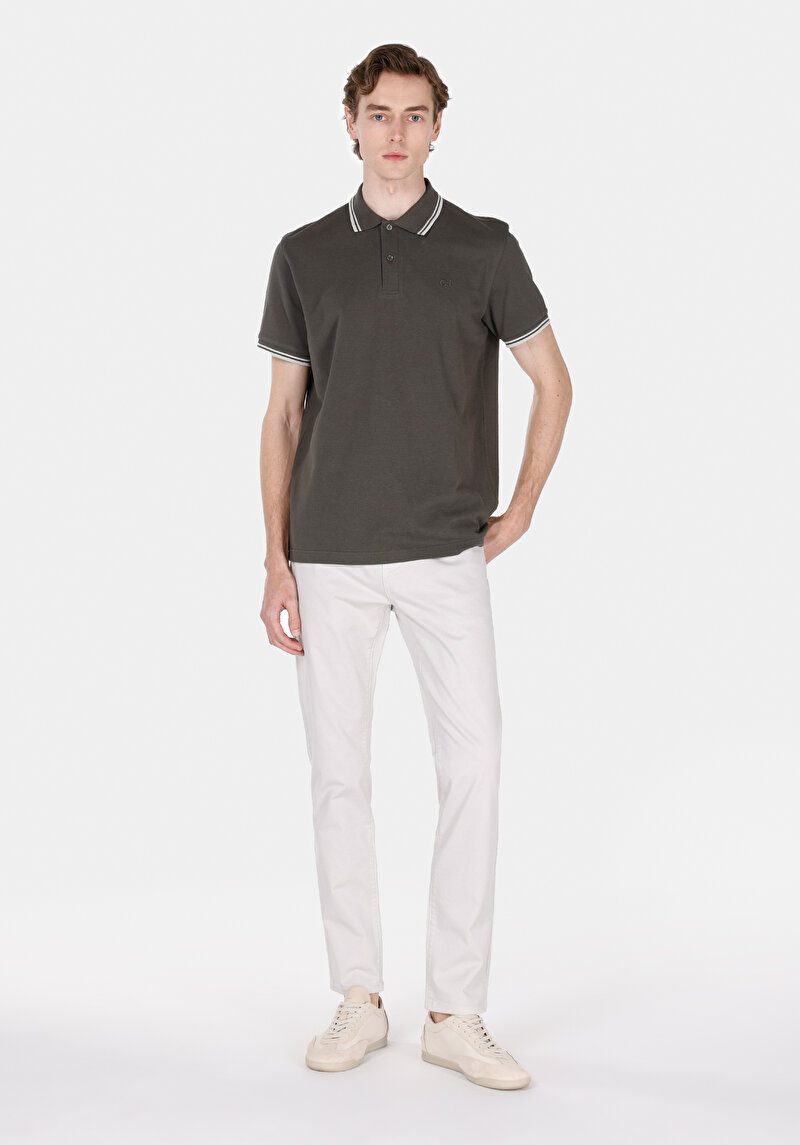 Regular Fit Polo Yaka Düz Erkek Yeşil Kısa Kol Tişört