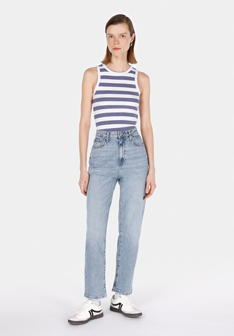 Slim Fit   Kadın Mavi Atlet