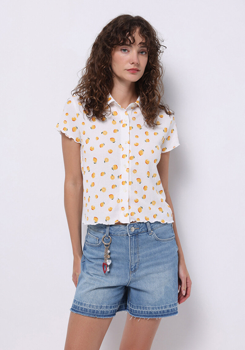 Mom Fit Yüksel Bel Düz Kadın Mid İndigo Denim Jean Şort