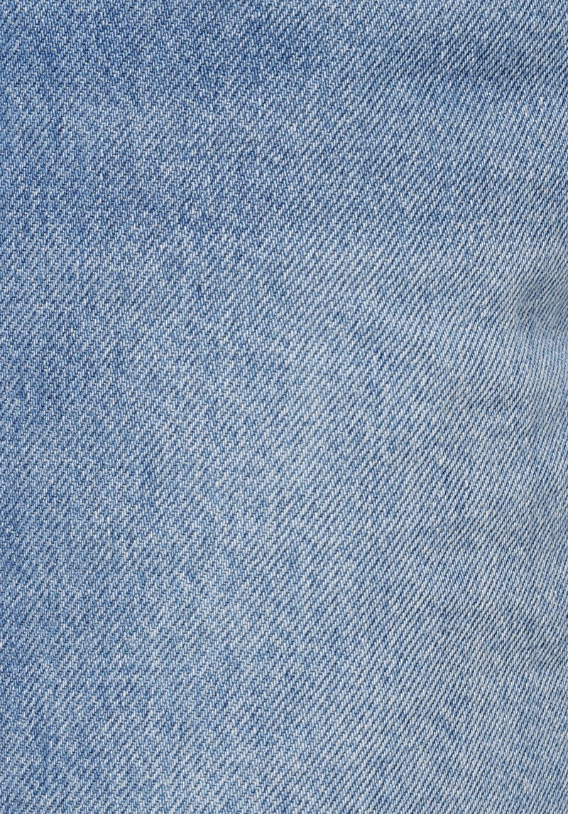 Mom Fit Yüksel Bel Düz Kadın Mid İndigo Denim Jean Şort