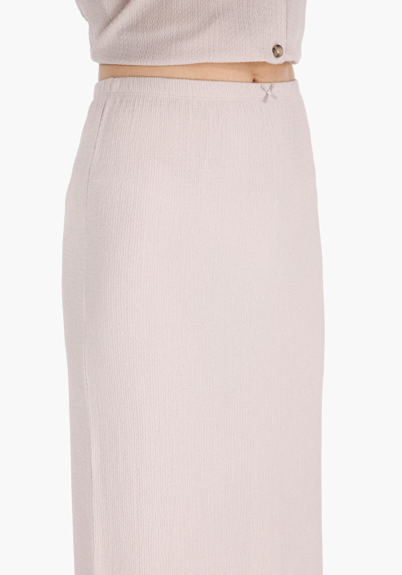 Slim Fit Düz  Kadın Bej Etek