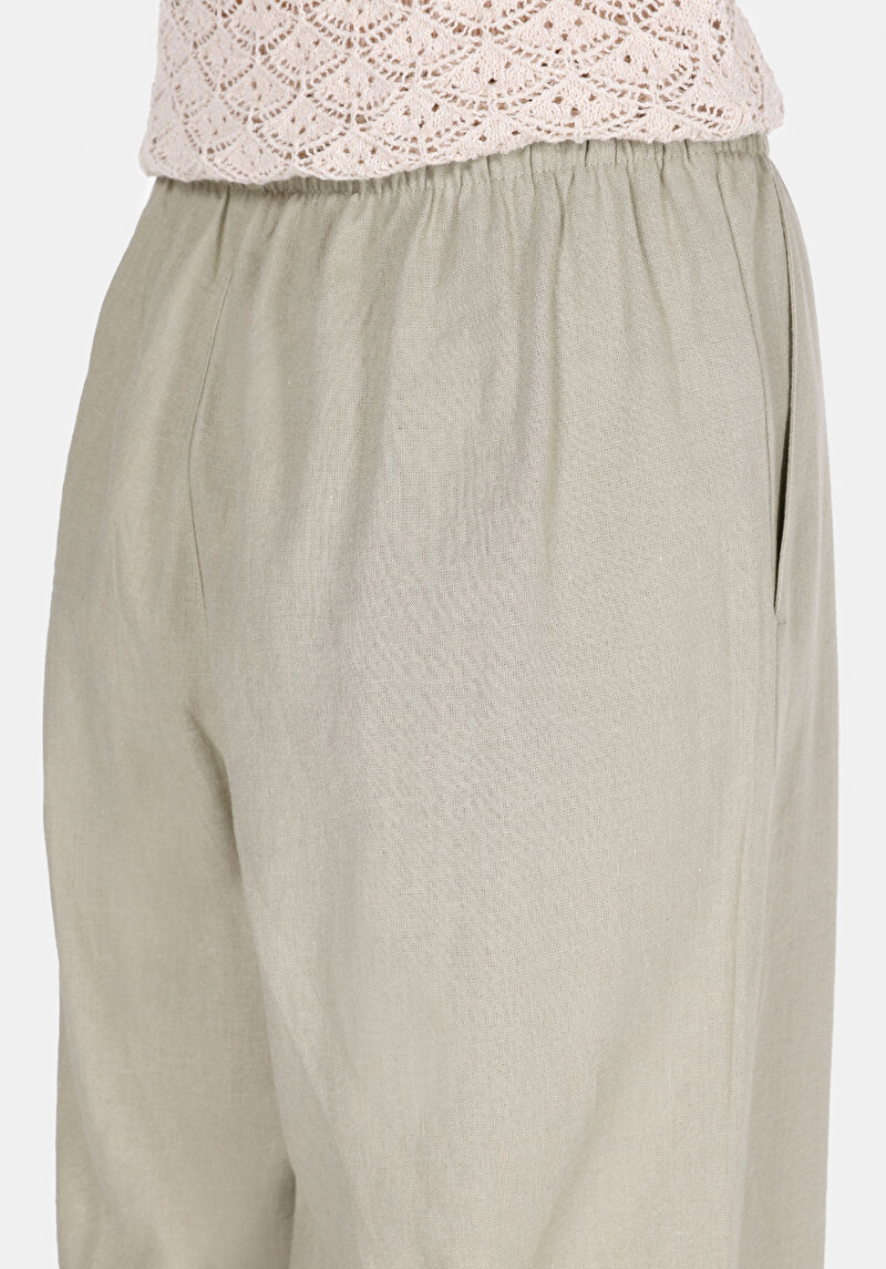 Regular Fit Yüksel Bel Geniş Paça Kadın Yeşil  Pantolon