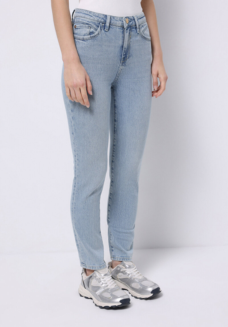 Slim Fit Kadın Mid İndigo Denim Jean Pantolon