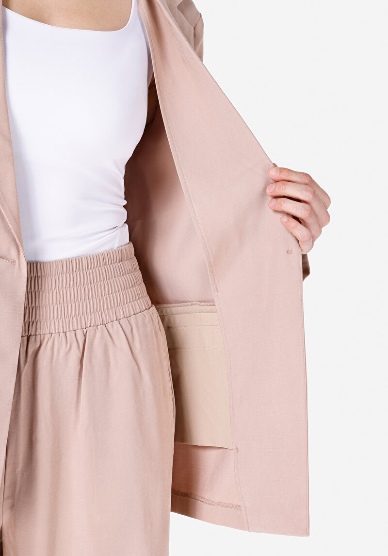 Regular Fit Düğmeli Astarlı  Kadın Pembe Ceket