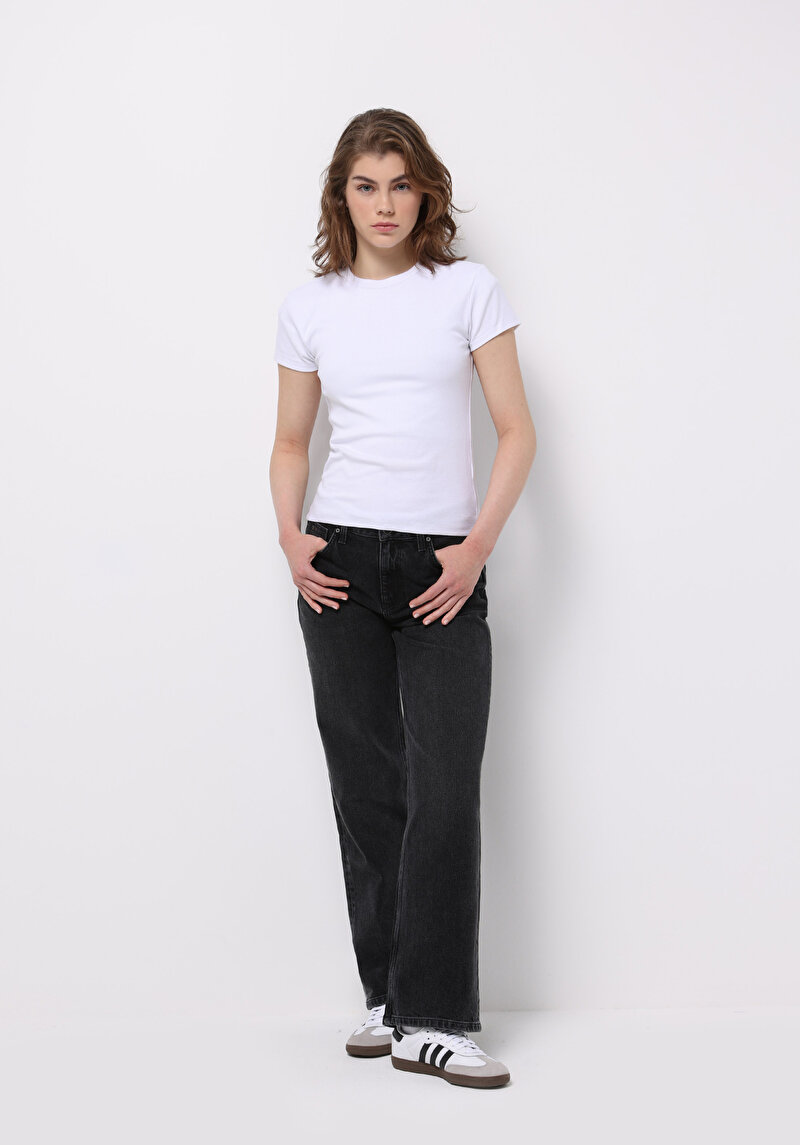 Straight Fit   Kadın Siyah Jean Pantolon