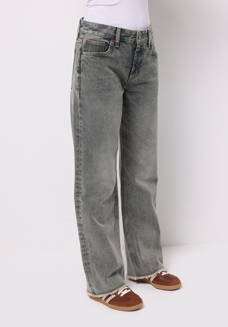 Straight Fit   Kadın İndigo Jean Pantolon