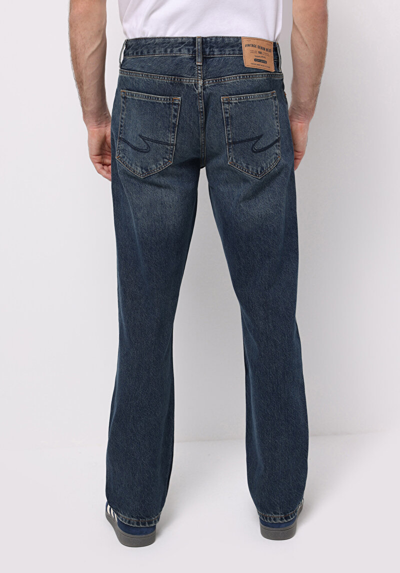 Regular Fit Erkek İndigo Jean Pantolon