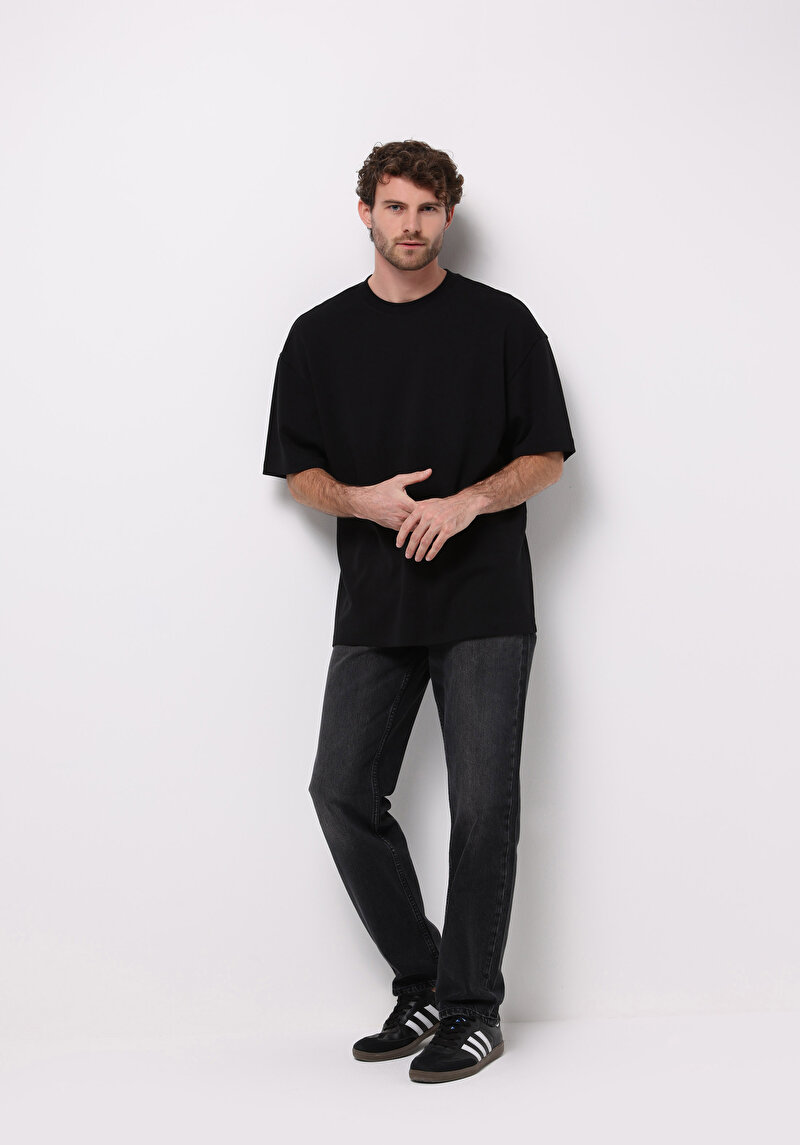 Loose Straight Fit   Erkek Siyah Jean Pantolon