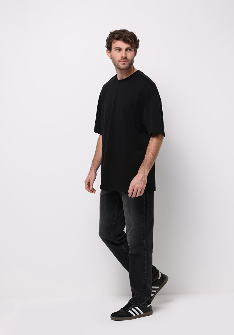 Loose Straight Fit Erkek Siyah Jean Pantolon