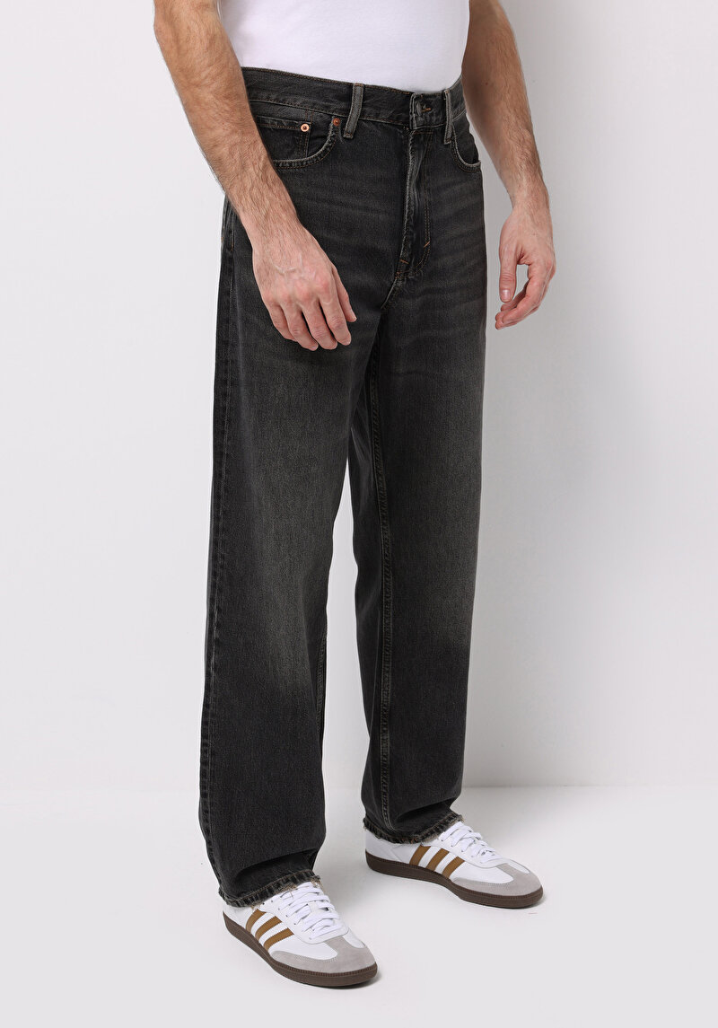 Loose Relaxed Fit Erkek Siyah Jean Pantolon