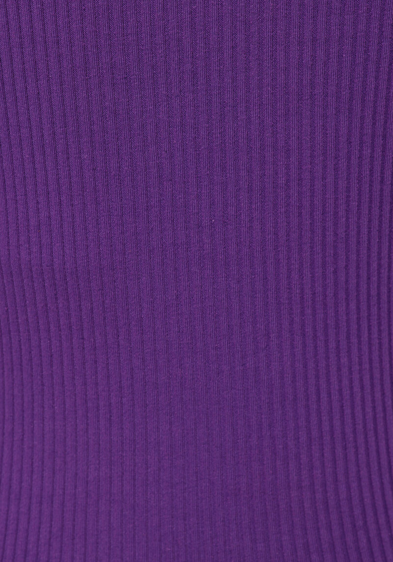 Slim Fit Yarım Balıkçı Yaka Düz Kadın Mor Tişört