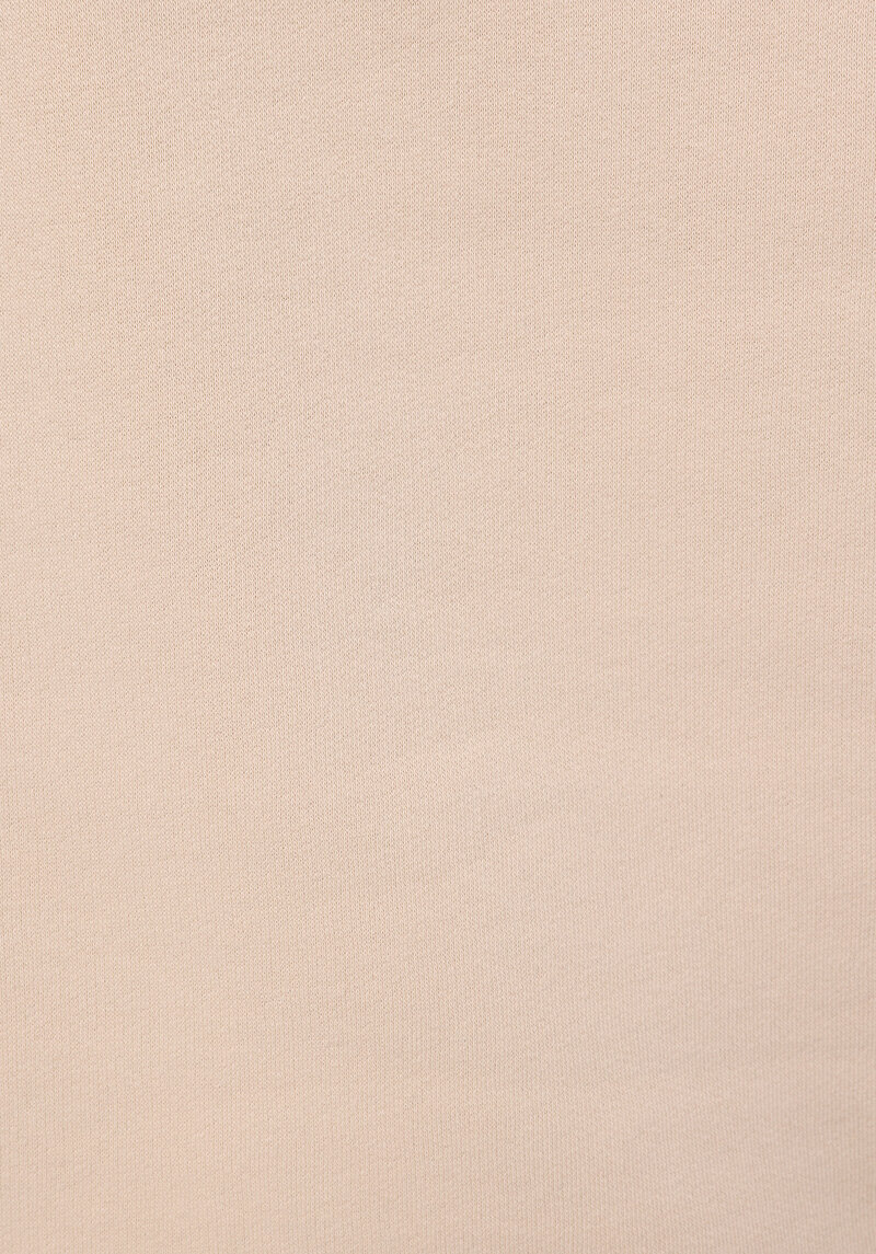 Regular Fit Kapüşonlu Düz Kadın Bej Sweatshirt