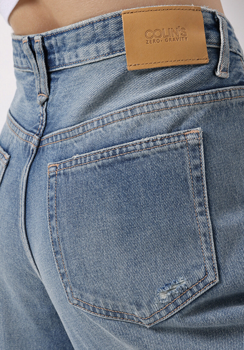 Loose Fit   Kadın İndigo Jean Pantolon