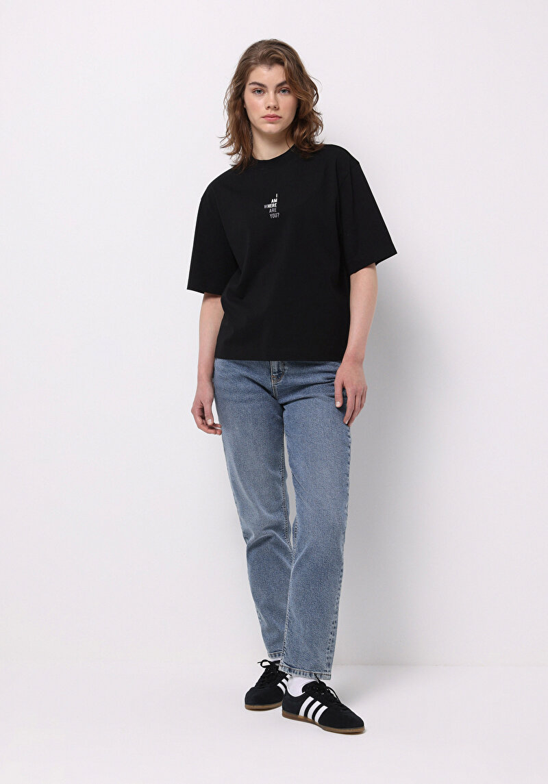 Mom Fit   Kadın İndigo Jean Pantolon