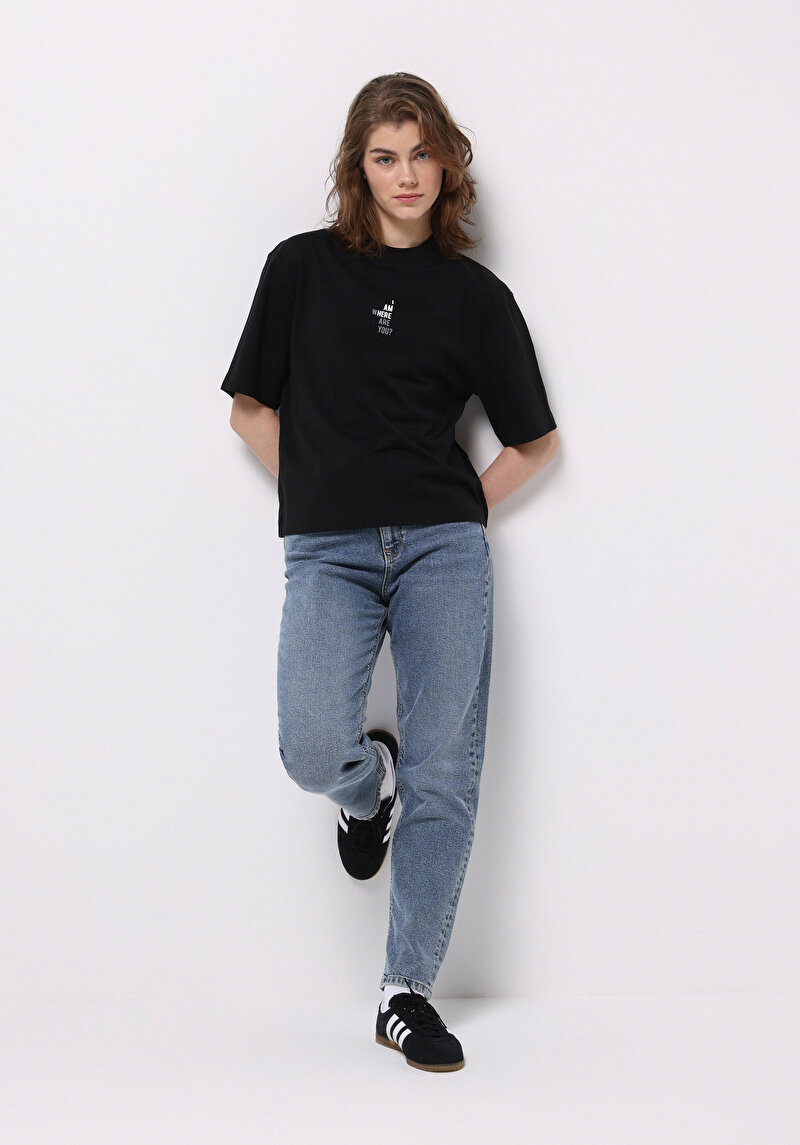 Mom Fit   Kadın İndigo Jean Pantolon