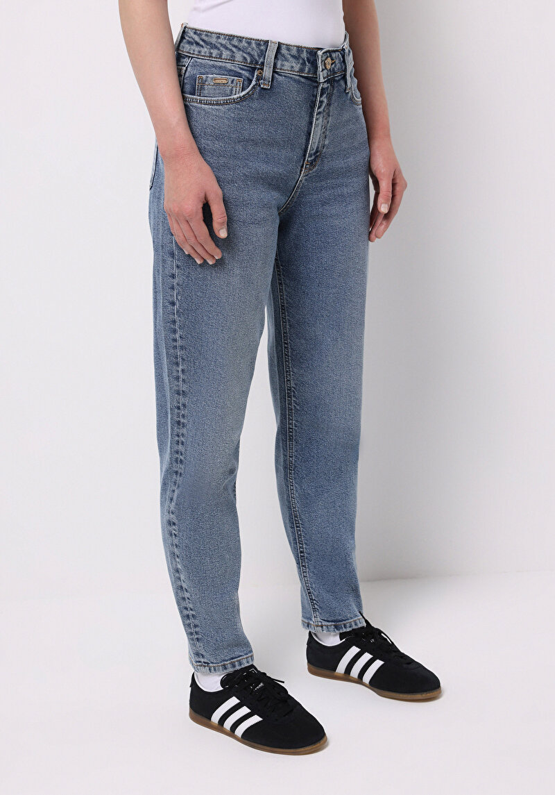 Mom Fit Kadın İndigo Jean Pantolon