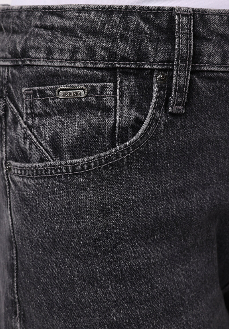 Straight Fit  Tam Boy Paça Kadın Antrasit Jean Pantolon