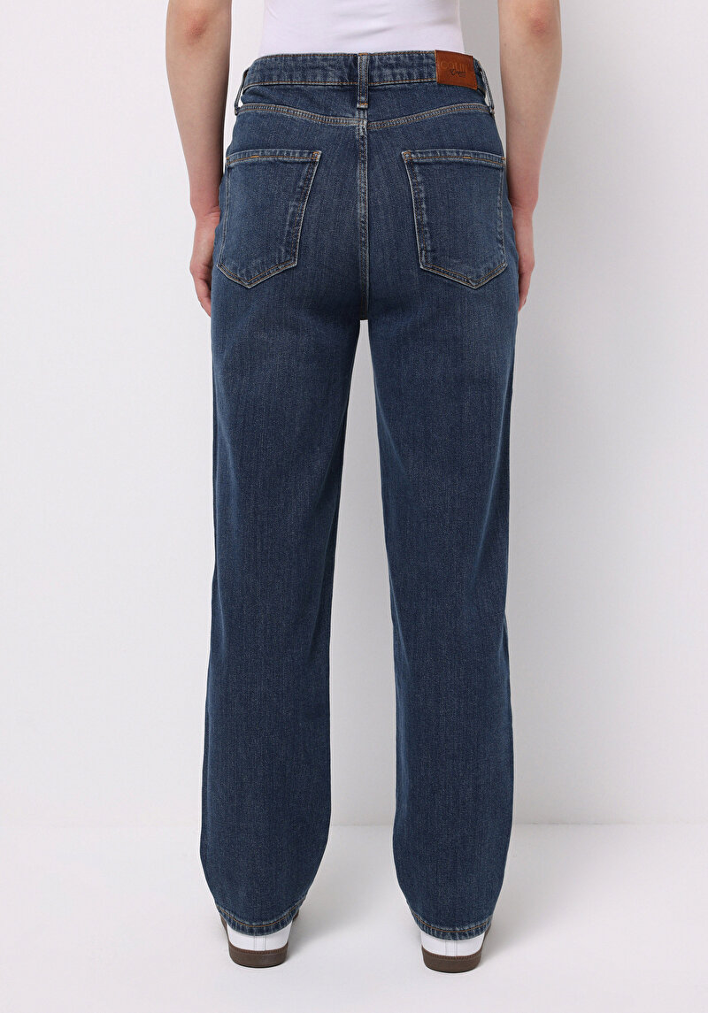 Straight Fit Kadın İndigo Jean Pantolon