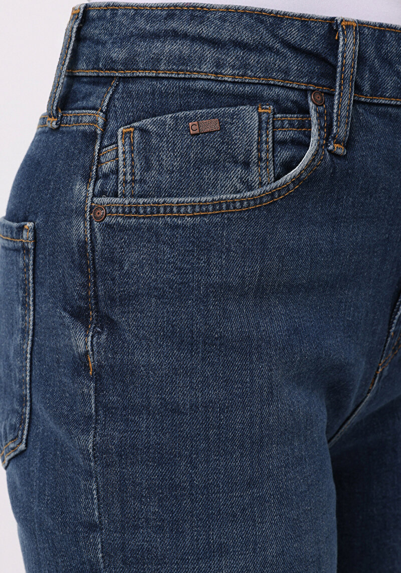 Straight Fit   Kadın İndigo Jean Pantolon