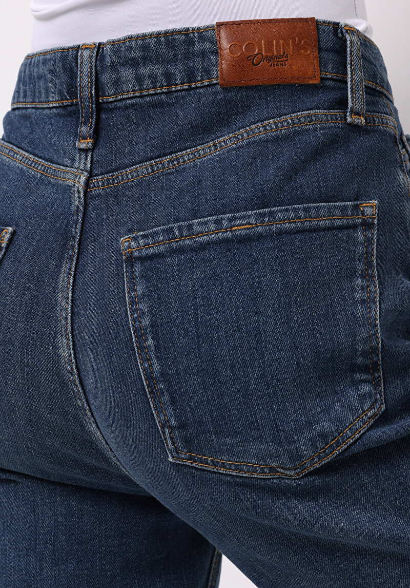 Straight Fit   Kadın İndigo Jean Pantolon