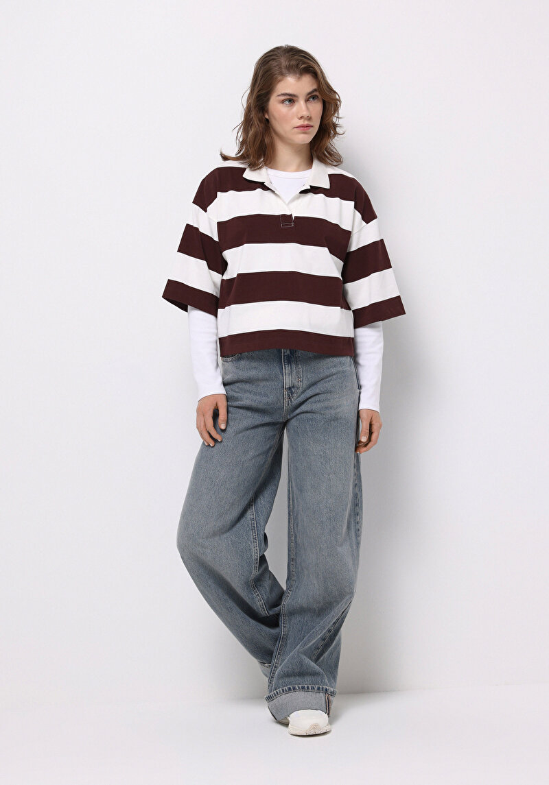Loose Fit Kadın İndigo Jean Pantolon