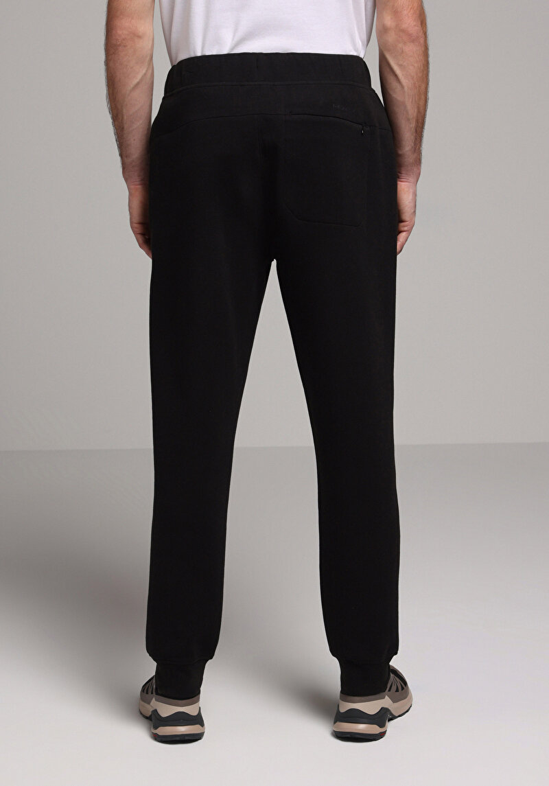 Regular Fit Orta Bel Düz Erkek Siyah Eşofman Altı