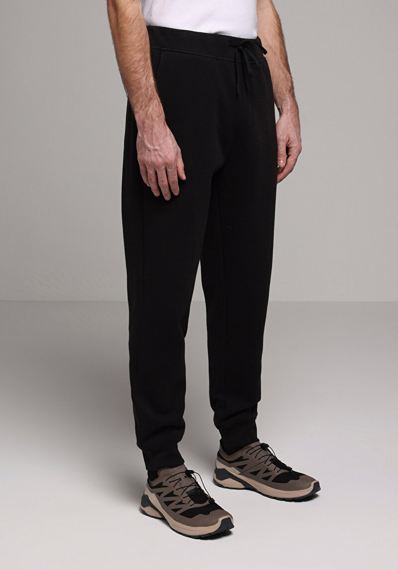 Regular Fit Orta Bel Düz Erkek Siyah Eşofman Altı