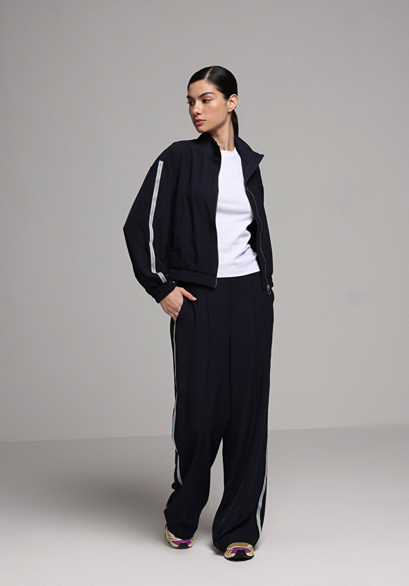 Regular Fit Fermuarlı Astarsız  Kadın Lacivert Ceket