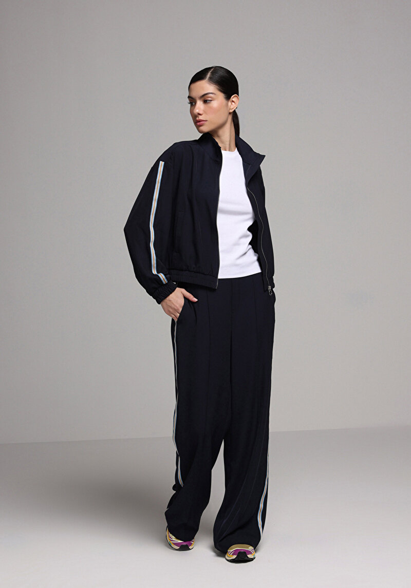 Regular Fit Fermuarlı Astarsız Kadın Lacivert Ceket