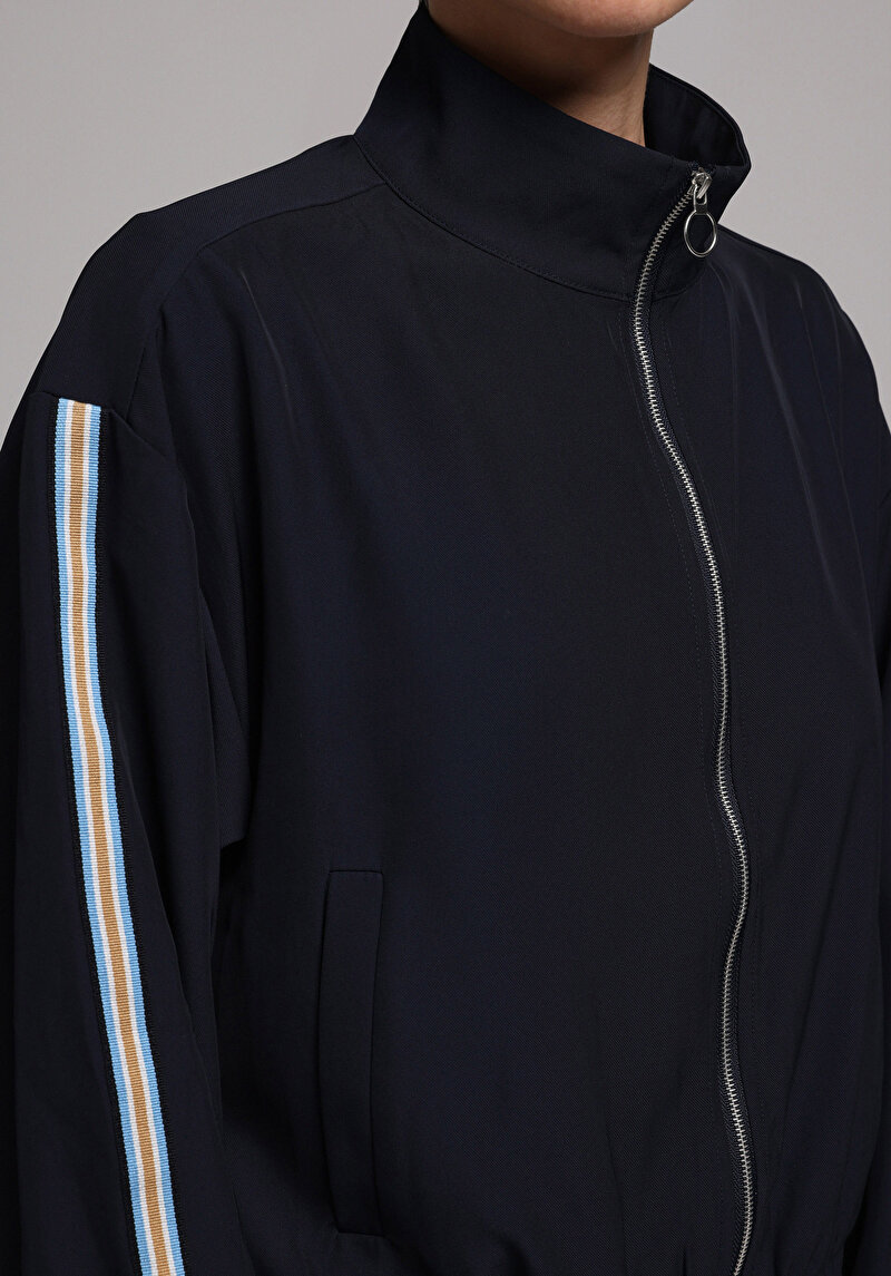 Regular Fit Fermuarlı Astarsız  Kadın Lacivert Ceket