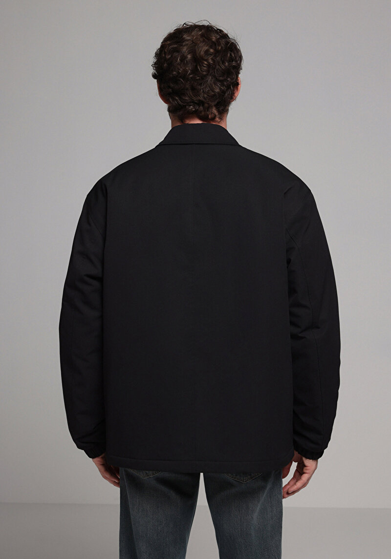 Oversize Fit Erkek Siyah Mont